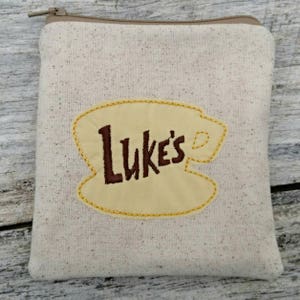 Gilmore girls pouches. Luke's coffee shop logo. I need Luke's in my life Gilmore girls zipper purse. Gift set. image 2