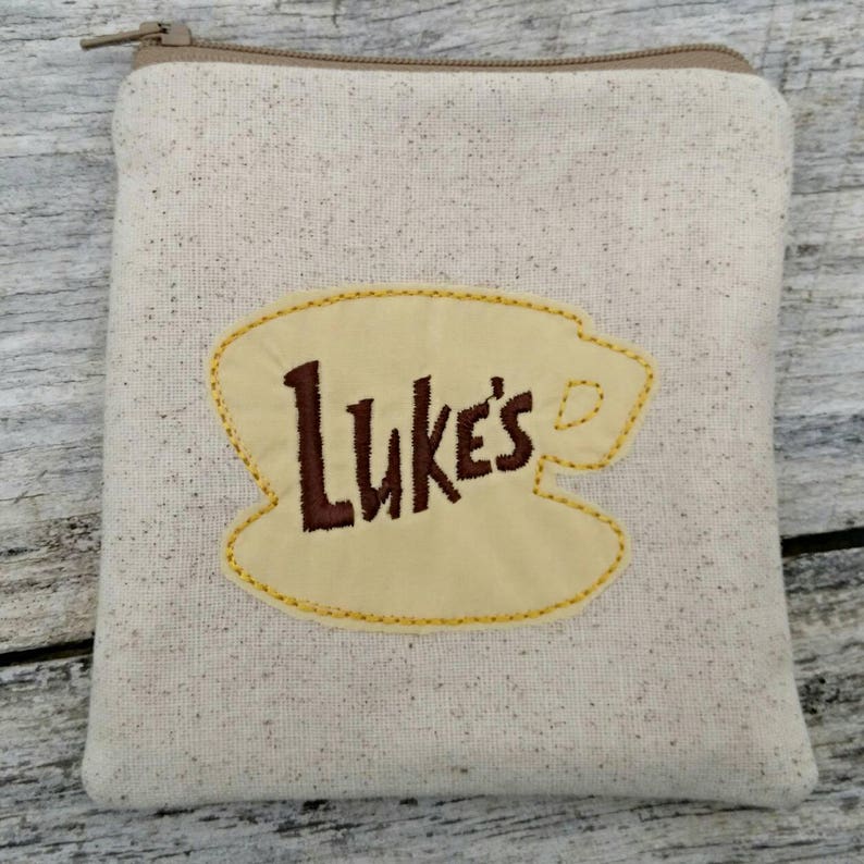 Gilmore girls pouches. Luke's coffee shop logo. I need Luke's in my life Gilmore girls zipper purse. Gift set. image 2