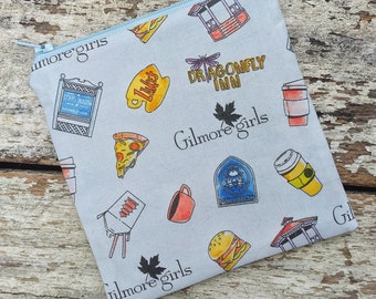 Gilmore Girls fabric zipper pouch. Fully lined square change purse. Cute fabric for Stars Hollow fans. Great gift idea