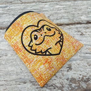 Bearded dragon zipper pouch. Great gift for beardie parents. I heart lizards and reptiles. Change purse. Orange lizard lover bag image 4