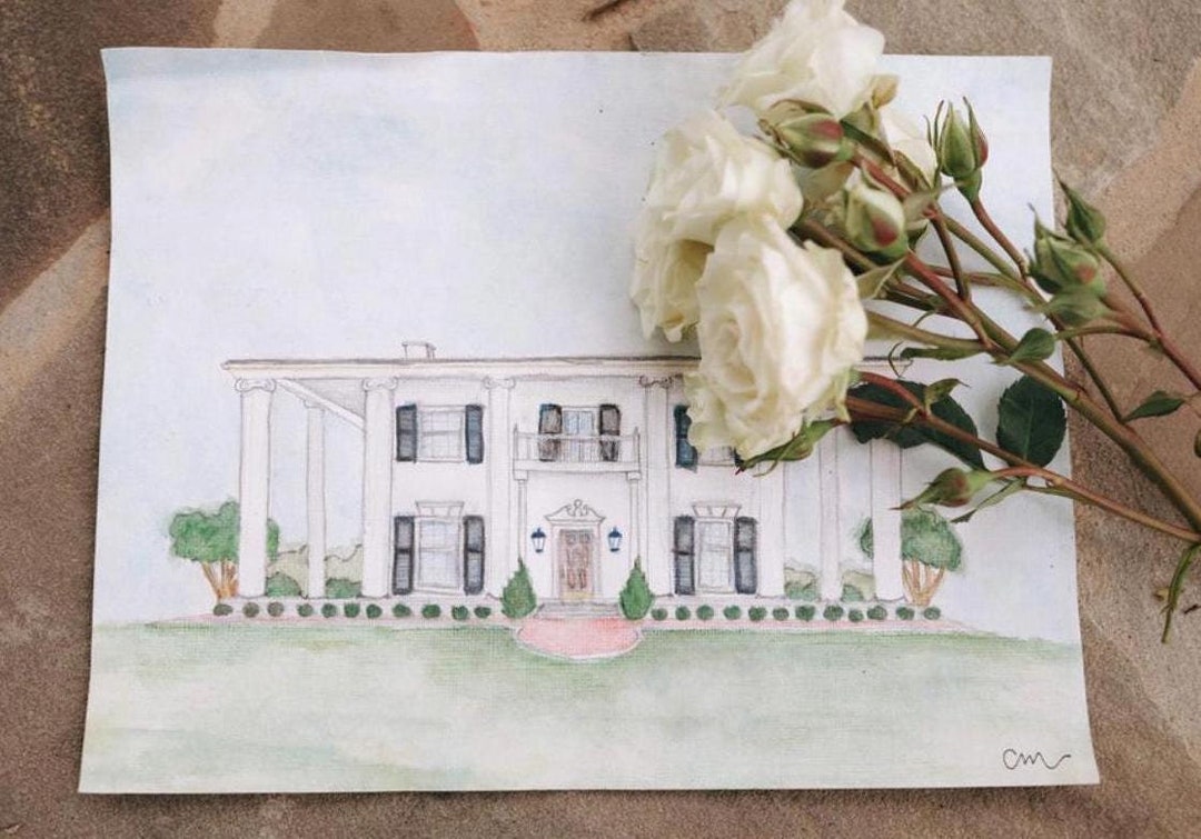 Custom Venue Watercolor | Wedding Venue, New Home, Landscape Portrait ...