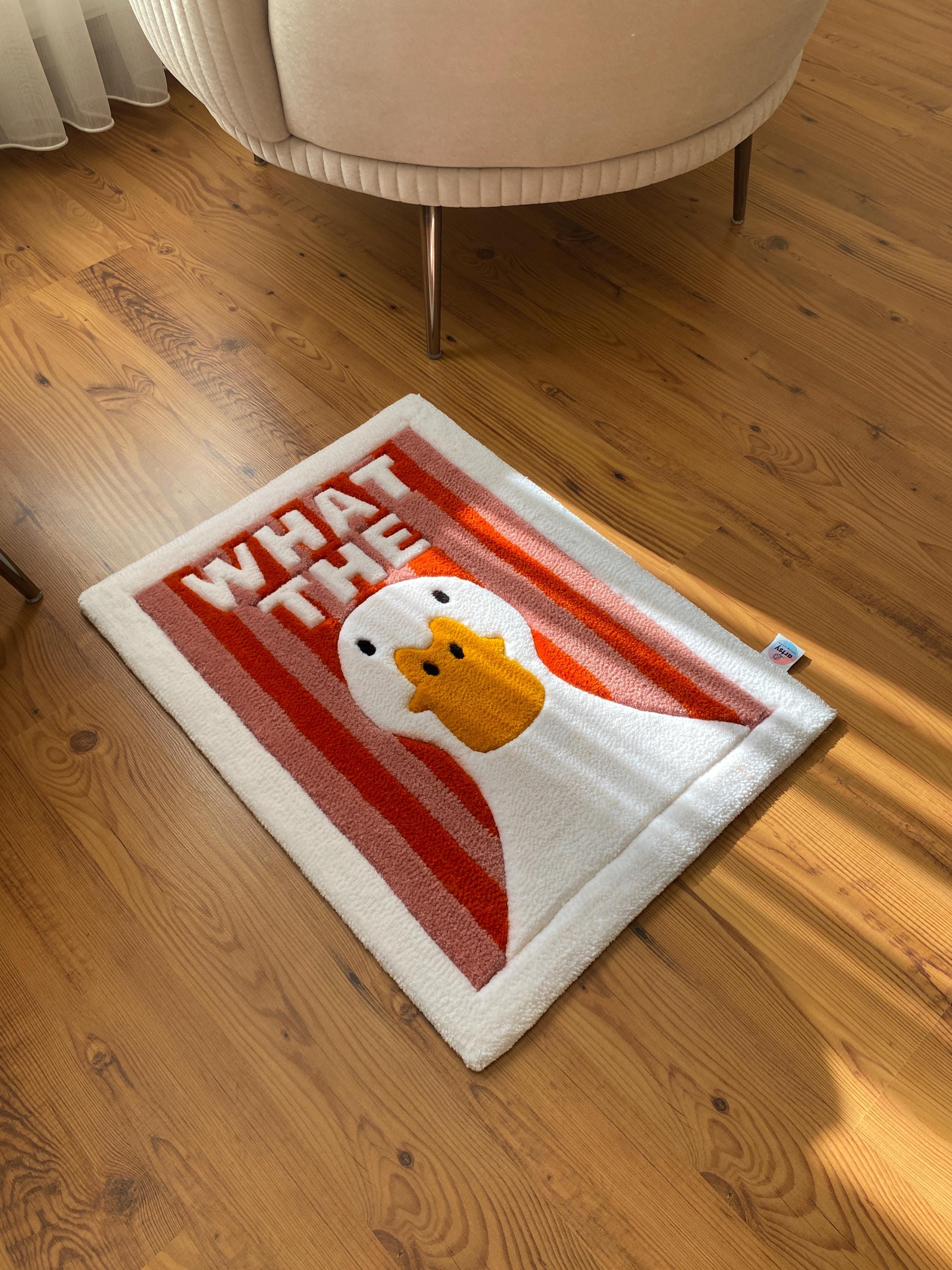 What the Duck Tufted Rug, Funny Handmade Cartoon Duck Carpet