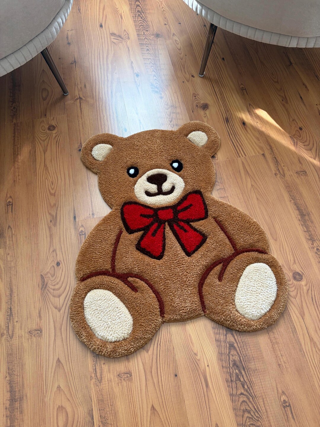 Teddy Bear Tufted Rug, Cute Kids Room Rug, Bear Shaped Nursery Decor ...