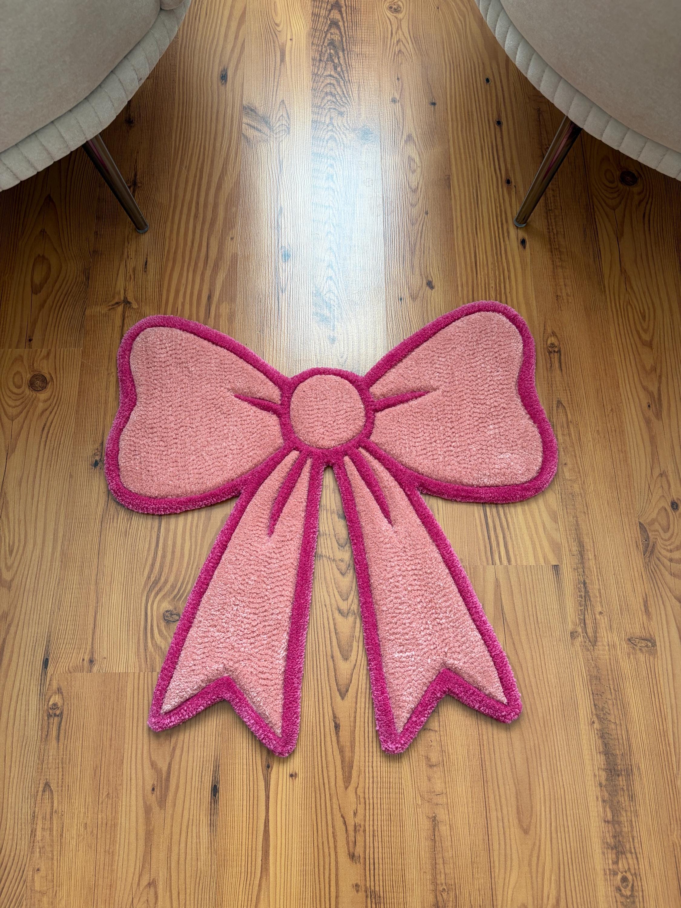 Coquette Rug Pink Bow Tufted Rug, Coquette Room Decor, Cute Bathroom Rug, Aesthetic ...