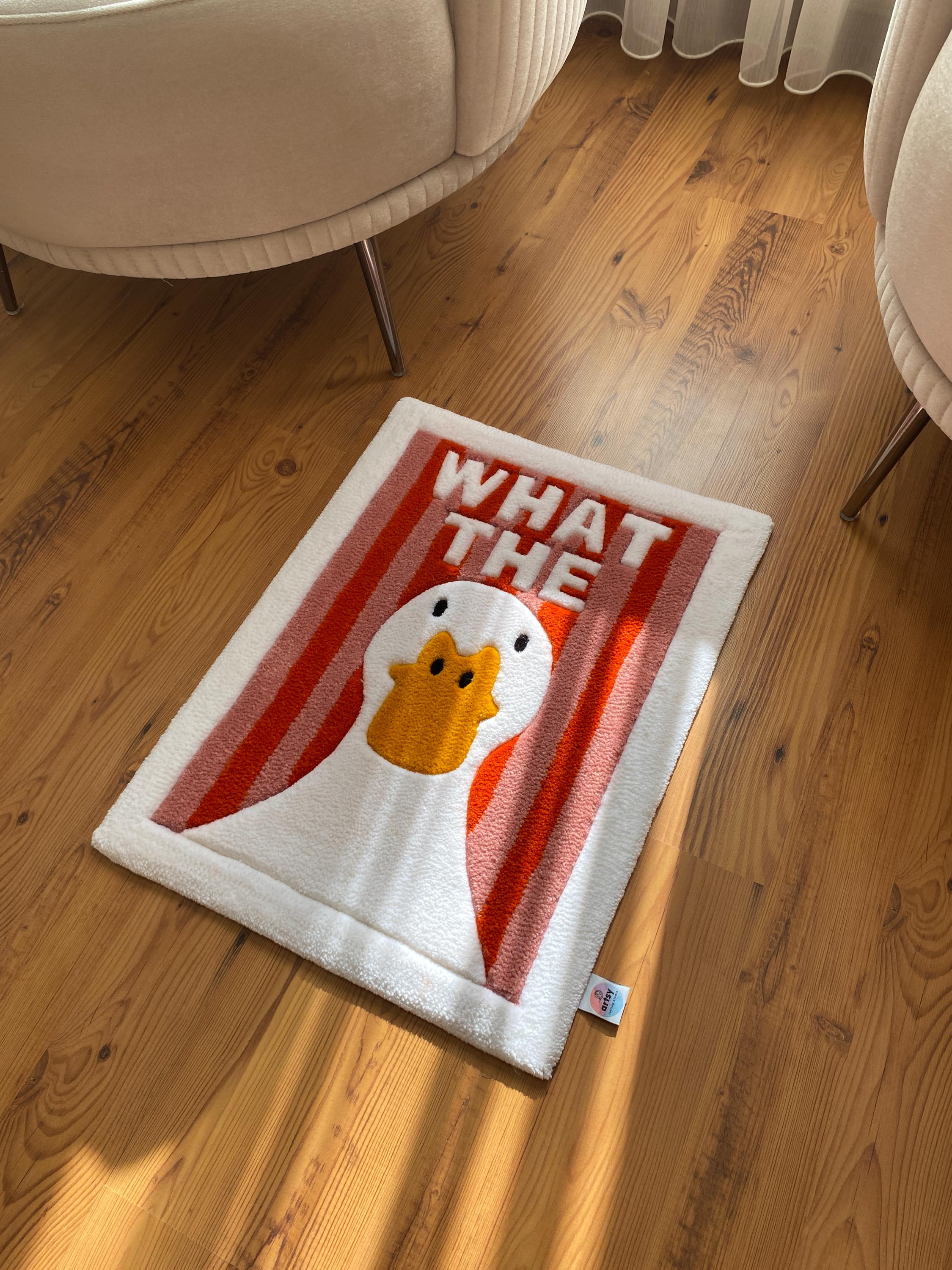 wondou　DUCK FACE RUG LARGE What the Duck Tufted Rug, Funny Handmade Cartoon Duck Carpet