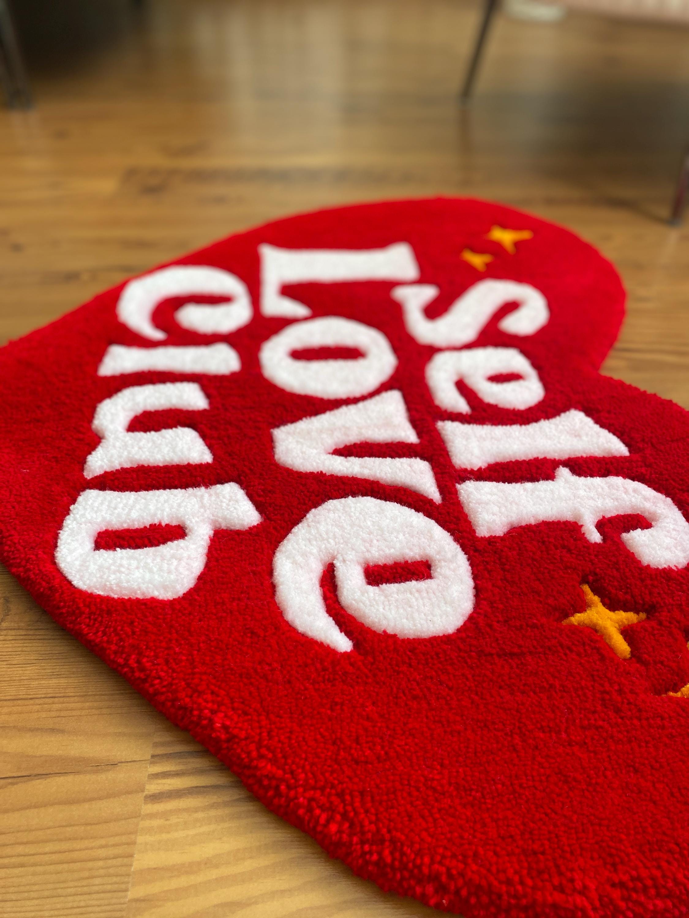 Red Heart Rug Patterns Red Heart Self Love Club Rug / Handmade Tufted Carpet, Cozy Room Decor ...