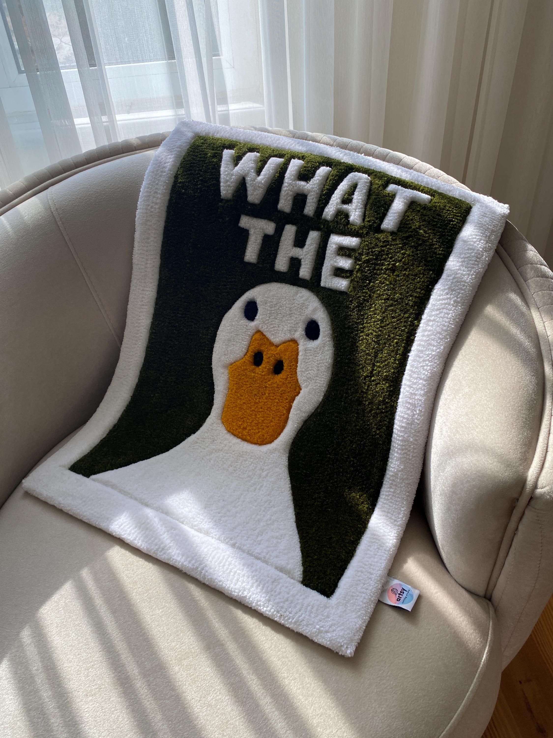 Green What the Duck Tufted Rug Funny Handmade Goose Carpet Bold ...