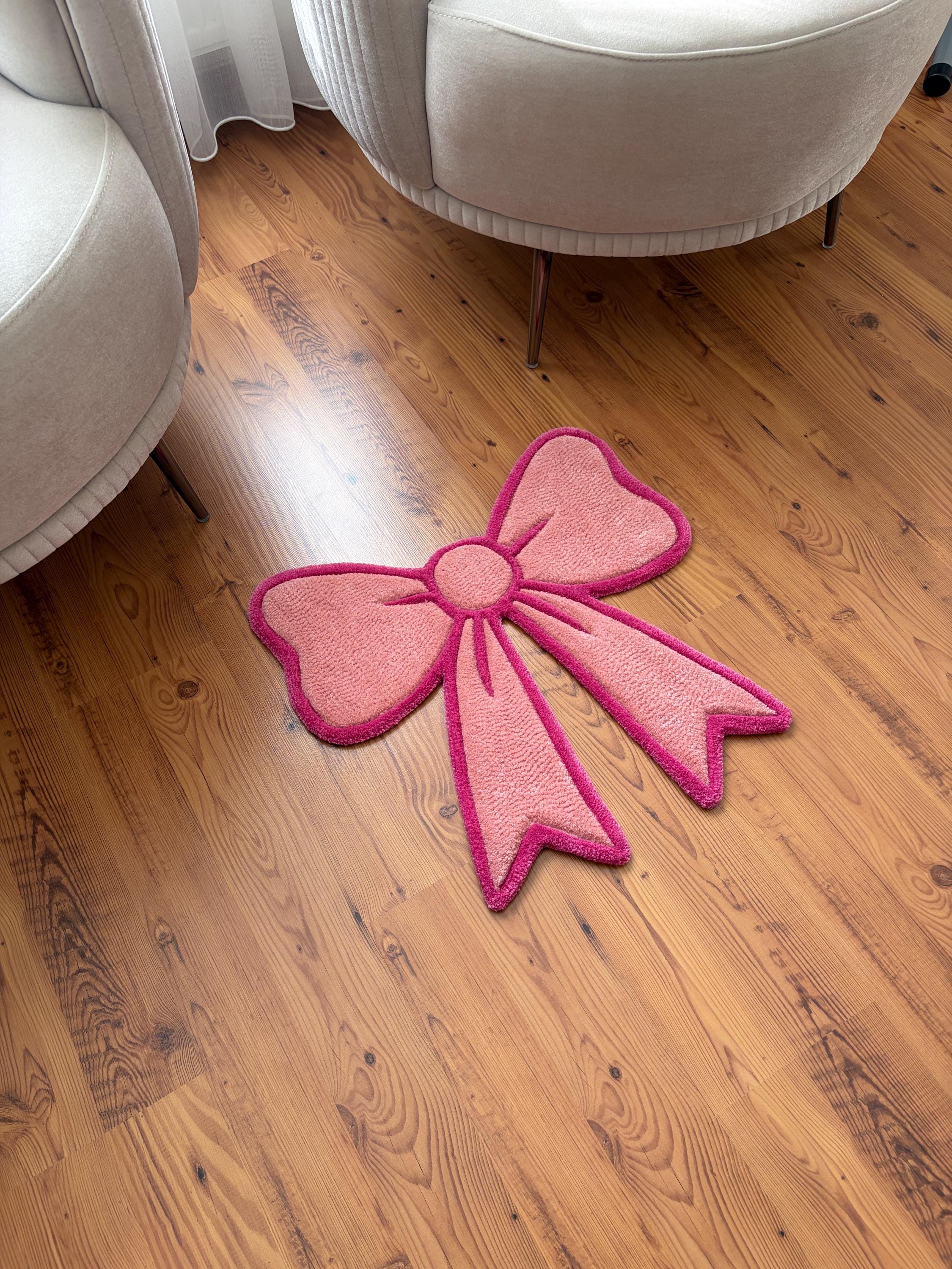 Coquette Rug Pink Bow Tufted Rug, Coquette Room Decor, Cute Bathroom Rug, Aesthetic ...