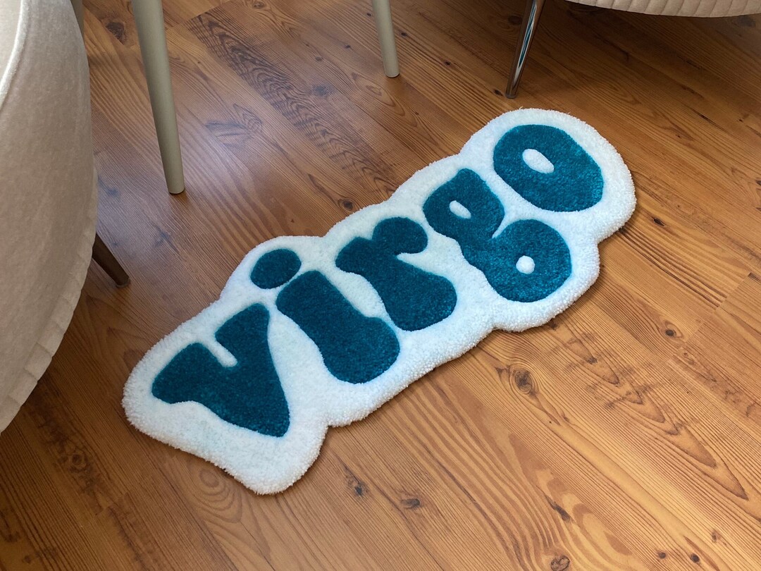 Virgo Rug Rats Handmade Blue Virgo Zodiac Tufted Rug, Cozy Virgo Sign Rug, Unique ...