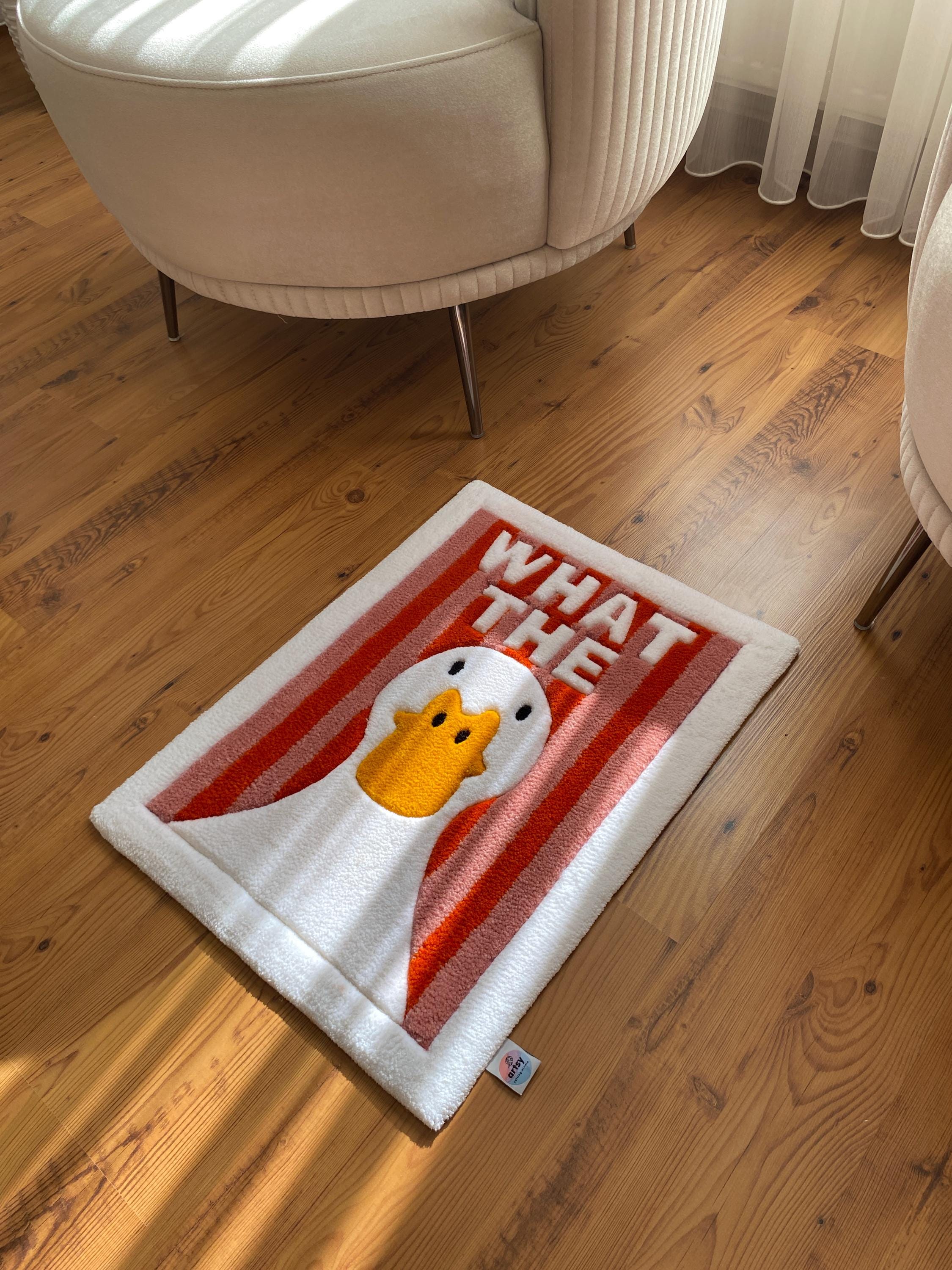 What the Duck Tufted Rug, Funny Handmade Cartoon Duck Carpet