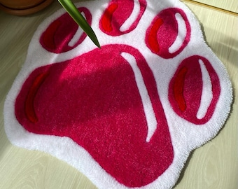 Cat Paw Print Tufting Rug, Custom Handmade Tufted Rug, Soft & Fluffy, Wall Hanging, Mothers Day Gift, Gifts for Her, Decorative Carpet,