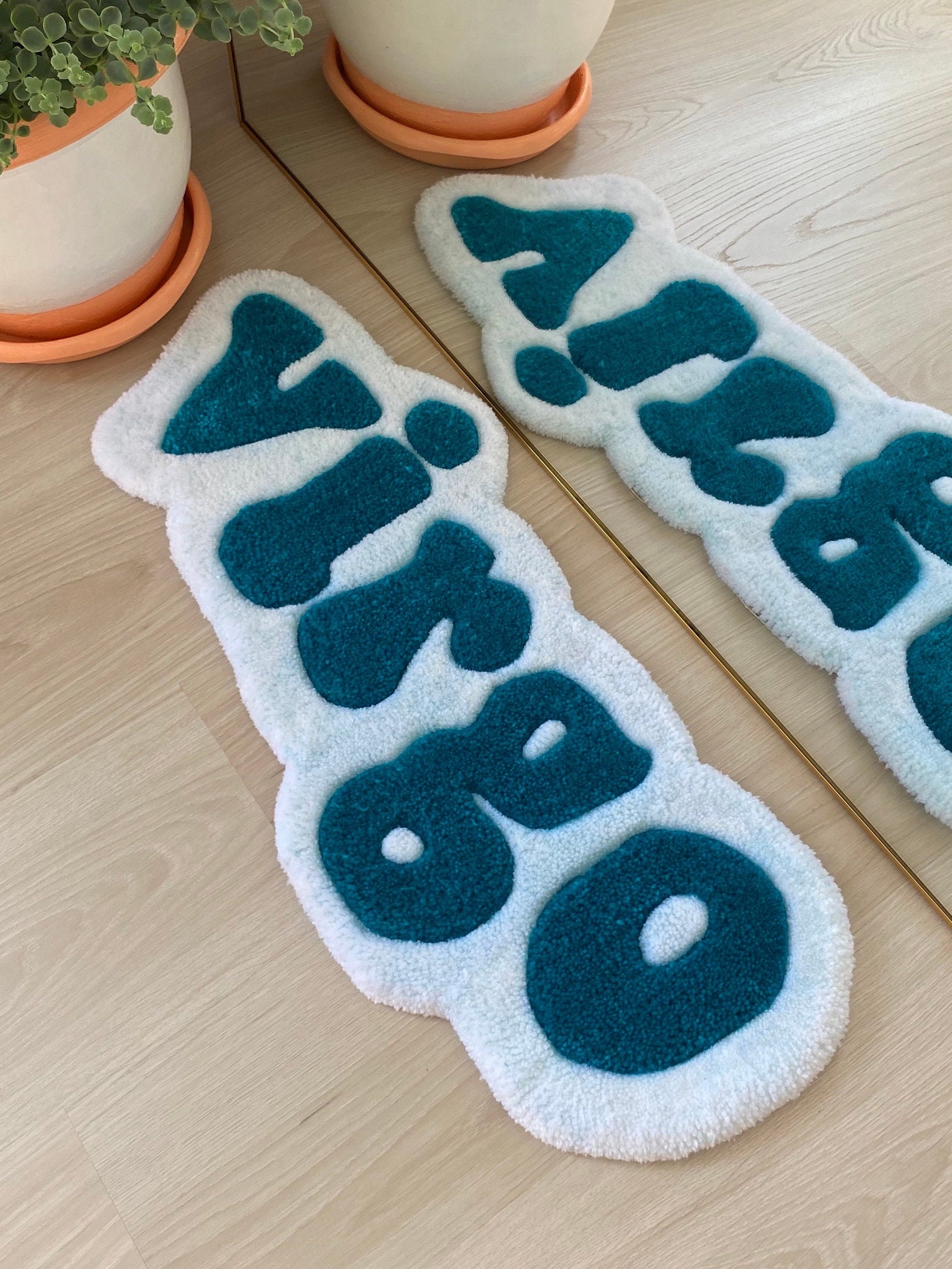 Virgo Rug Rats Handmade Blue Virgo Zodiac Tufted Rug, Cozy Virgo Sign Rug, Unique ...