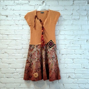 Upcycled Clothing Dress Eco Clothing Artsy Babydoll Dress Shabby Boho Clothing Cottage Chic Refashioned Patchwork Dress Linen dress