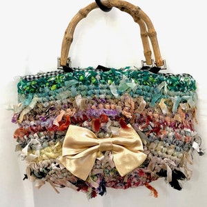 Hand made purse, boho bag, handbag, rag bag, shabby chic bag, fringed bag, purse,  tote, designer handbag, gift under 75