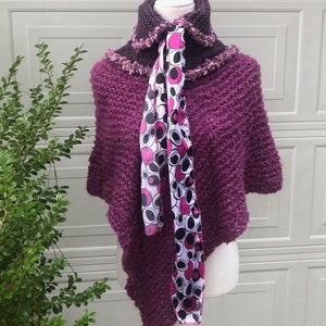 Warm winter poncho plus size knitwear womens clothing hand knitted poncho wrap sweater boho cape bolero shrug gift for her hand knit shawl