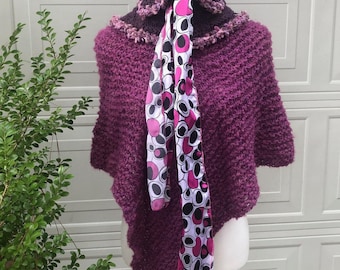 Warm winter poncho plus size knitwear womens clothing hand knitted poncho wrap sweater boho cape bolero shrug gift for her hand knit shawl