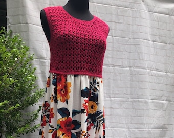 Crochet summer dress statement dress formal dress sleeveless cocktail dress sexy beach clothing bohemian style dressy clothing floral design