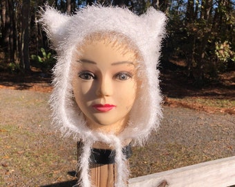 Winter woman beanie Knit cat hat for adults cat ear hat cat ear beanie hat with cat ears kitty bonnet Beanie with ears gift for her