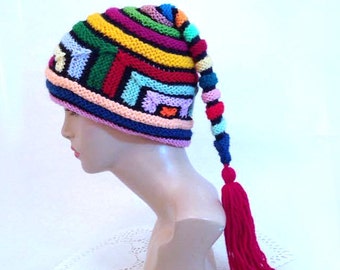 Knitted hat, hats for women, unisex hat, unusual hat, crazy hat, hippie hat, funky hat, designer hat, millinery, statement hat, beanie.