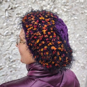 Handmade deep purple knit hat couture hats for  women winter hat beret trendy hat slouch hat purple beanie