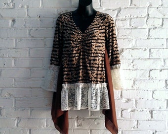 Boho lagenlook romantic tunic/ Upcycled clothing/ Altered couture/ baby doll tunic/ artsy dress/ refashioned clothing