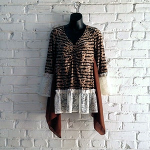 Boho lagenlook romantic tunic/ Upcycled clothing/ Altered couture/ baby doll tunic/ artsy dress/ refashioned clothing