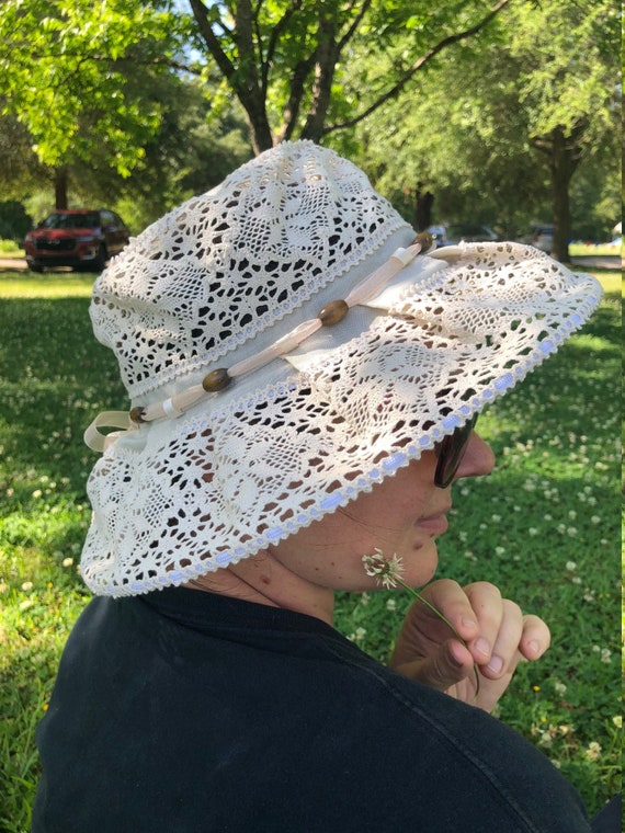 Summer Hat, Womens Hat, Linen Hat, Cotton Hat, Lace Hat, Hats for