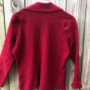 Wool cardigan vintage wine red L cardigan warm winter sweater felted cardigan red coat image 4