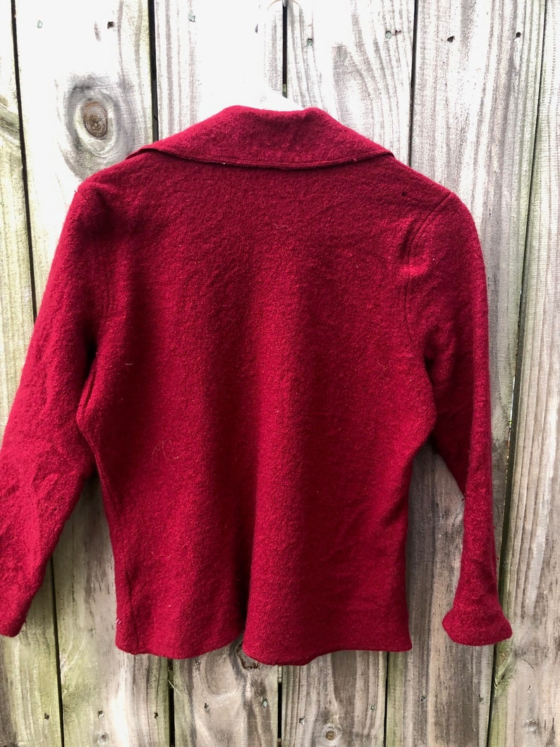 Wool cardigan vintage wine red L cardigan warm winter sweater felted cardigan red coat image 4