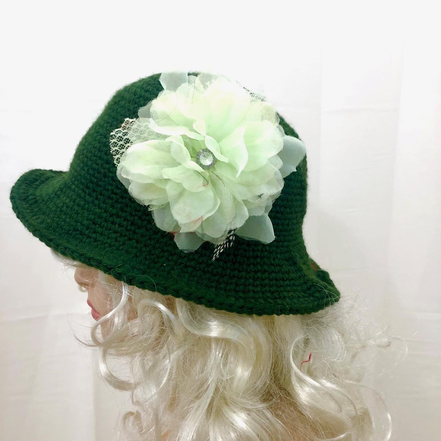 Crochet army green Wide brim hat FTC CROCHET BUCKET HAT – FTC SKATEBOARDING main image 2
