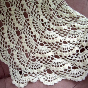 Sea shell chocheted shawl off white mohair stole wrap MADE TO ORDER image 2