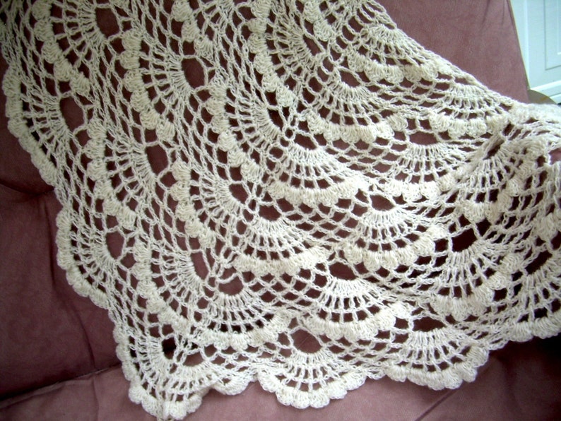 Sea shell chocheted shawl off white mohair stole wrap MADE TO ORDER image 2