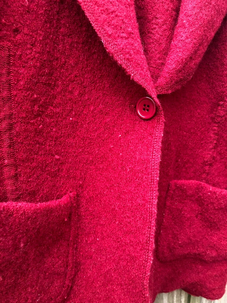 Wool cardigan vintage wine red L cardigan warm winter sweater felted cardigan red coat image 5