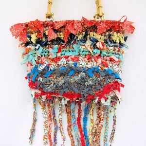 Hand made purse, crochet purse, boho bag, rag purse,  ooak bag, rag bag, shabby chic bag,  boho bag, purse, designer handbag, gift for her