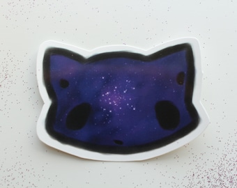 Lila und Blauer Galaxie-Katzenaufkleber, Weltraum-Katzenaufkleber, UV-beständig und wasserfest, perfekt für Laptops, Wasserflaschen, Notizbücher, Geschenke