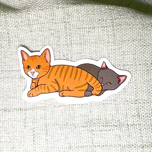 Kitten Vinyl Sticker, Ginger and Gray Kittens, Vinyl Stickers, Waterproof, UV Resistant, Perfect for Laptops, Notebooks, Planners, and More