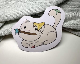 Künstler Katzenaufkleber, Vinyl-Aufkleber, wasserdicht und UV-beständig, perfekt für Laptops, Wasserflaschen, Notebooks, Planer und mehr