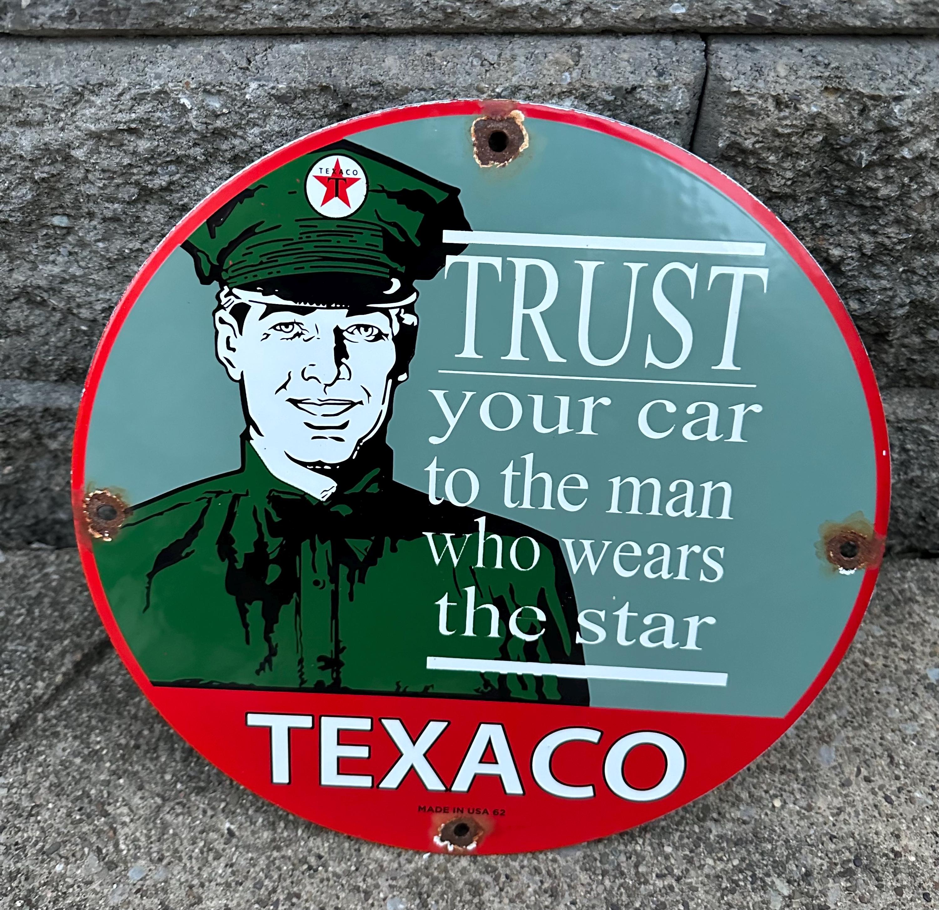 Vintage Texaco Fire Chief Gasoline Porcelain Sign Gas Motor Oil Pump ...