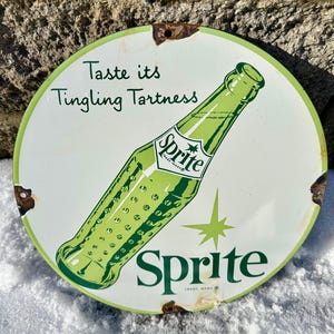 Vintage Sprite Porcelain Sign Pop Soda Bottle Restaurant Garage Mancave Advertising Cola Pepsi