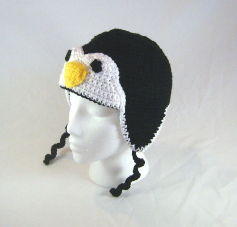 PATTERN Penguin Crochet Ear Flap Hat image 1