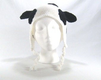 PATTERN Cow Crochet Ear Flap Hat