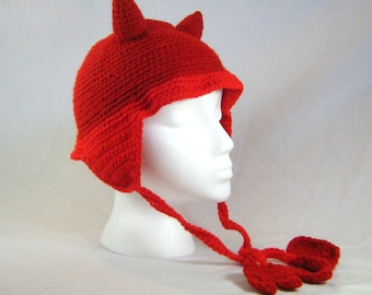 PATTERN Devil Crochet Ear Flap Hat