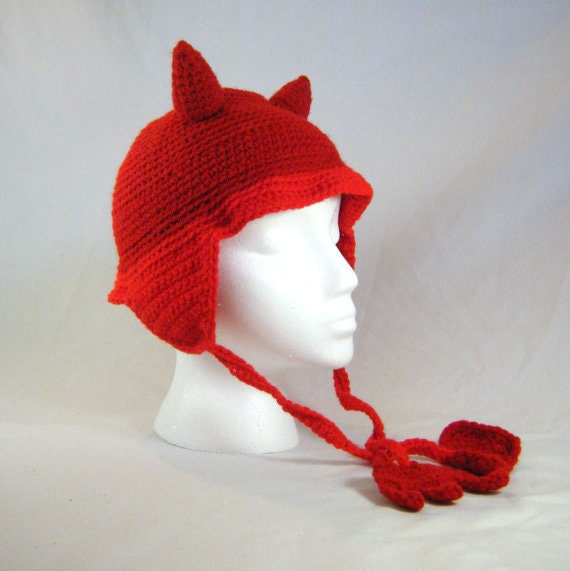 PATTERN Devil Crochet Ear Flap Hat 