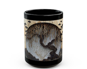 Best Coffee Mug Coffee Lovers Mug, Willow Tree, Gift Black Mug (11oz, 15oz)