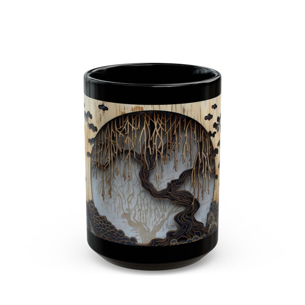 Best Coffee Mug Coffee Lovers Mug, Willow Tree, Gift Black Mug (11oz, 15oz)