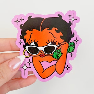 Betty Boop Cash Girl Sticker - Vintage Cartoon Decal for Laptops, Water Bottles & Scrapbooking