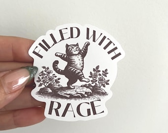 Rage Cat Vinyl Sticker: Funny Laptop Decal for Cat Lovers