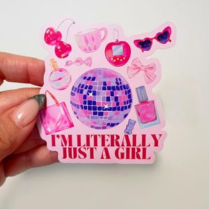 Pegatina "Soy literalmente una chica": vinilo bonito para portátiles, botellas de agua y diarios. Regalo con frase femenina. Duradero y resistente a la intemperie.