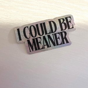 「I Could Be Meaner」ステッカー：ミニマリストでエッジの効いたユーモアのあるビニールデカール 画像 2