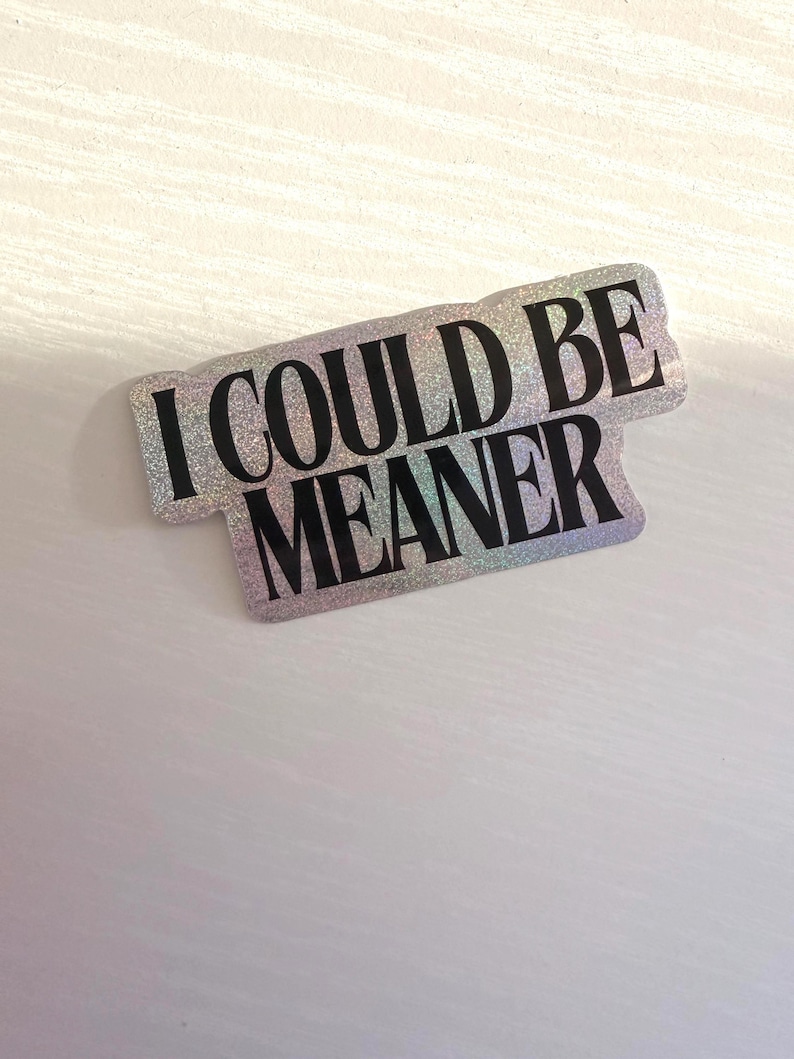 「I Could Be Meaner」ステッカー：ミニマリストでエッジの効いたユーモアのあるビニールデカール 画像 2
